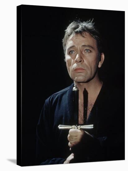 Actor Richard Burton Gripping Hilt of Sword During Scene from "Hamlet" on Broadway-George Silk-Premier Image Canvas