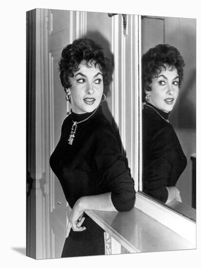 Actress Gina Lollobrigida October 31, 1955-null-Stretched Canvas