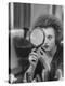 Actress Hanna Schygulla Looking in Hand Mirror While Applying Makeup-Alfred Eisenstaedt-Premier Image Canvas