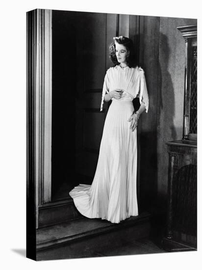 Actress Katharine Hepburn in Pleated Evening Dress on the Set of "The Philadelphia Story"-Alfred Eisenstaedt-Premier Image Canvas