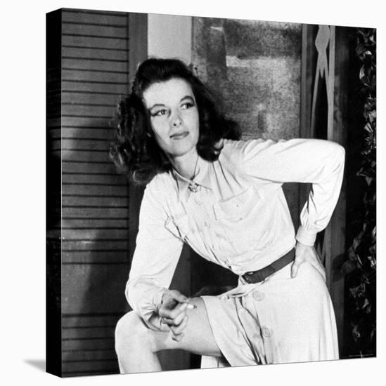 Actress Katharine Hepburn on the Set of Her Broadway Play "The Philadelphia Story"-Alfred Eisenstaedt-Premier Image Canvas