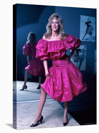 Actress Morgan Fairchild Wearing Pink Dress, Reflected by Mirror-David Mcgough-Premier Image Canvas