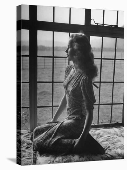 Actress Peggy Cummins Looking Out of a Window-Bob Landry-Premier Image Canvas