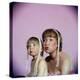 Actress Shirley MacLaine and Daughter Sachi Parker Pouting with String of Pearls on Their Heads-Allan Grant-Premier Image Canvas