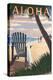 Adirondack Chairs and Sunset - Aloha-Lantern Press-Stretched Canvas