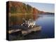 Adirondack Chairs on Dock at Lake-Ralph Morsch-Premier Image Canvas