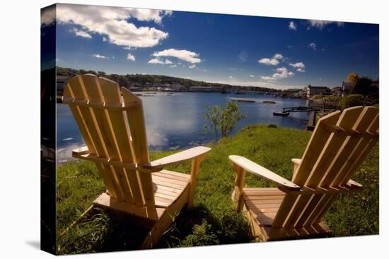 Adirondack Chairs Overlooking Booth Bay Harbor-George Oze-Premier Image Canvas