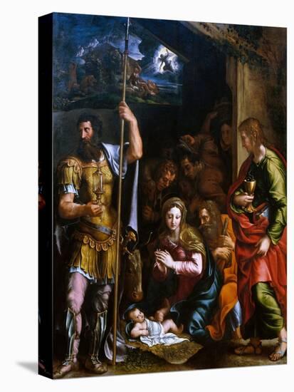 Adotation of the Shepherds with the Saints Longinus and John the Evangelist-Giulio Romano-Premier Image Canvas