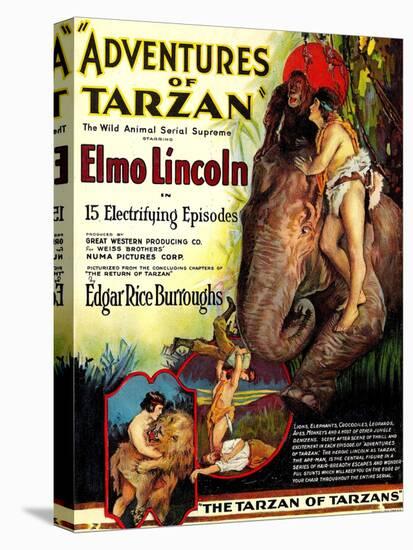 Adventures of Tarzan, Elmo Lincoln, 1921-null-Stretched Canvas