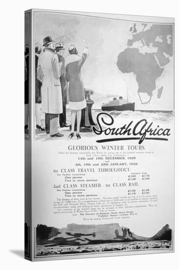 Advert for Winter Tours of South Africa, 1928-null-Premier Image Canvas