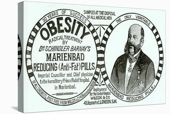 Advertisement for 'Dr. Schindler Barnay's Marienbad Reducing (Anti-Fat) Pills, 1890s-English School-Premier Image Canvas