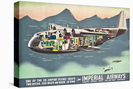 Advertising Poster for the 'Flying Boats' of Imperial Airways, 1937 (Offset Colour Lithograph)-null-Premier Image Canvas