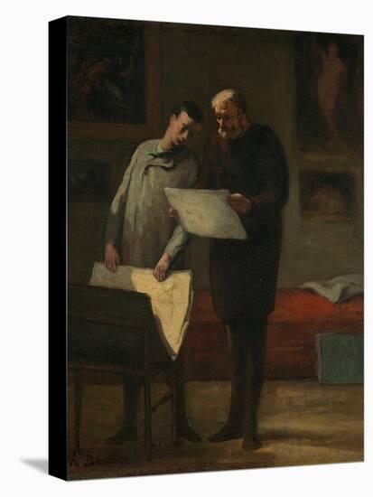 Advice to a Young Artist, 1865-68 (Oil on Canvas)-Honore Daumier-Premier Image Canvas