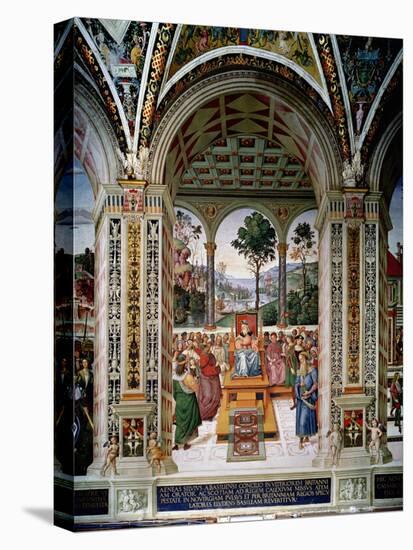 Aeneas Sylvius Piccolomini (1405-64) Delivers an Oration before King James I of Scotland…-Bernardino di Betto Pinturicchio-Premier Image Canvas