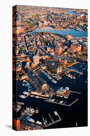 Aerial morning View of harbor of Boston, MA-null-Premier Image Canvas