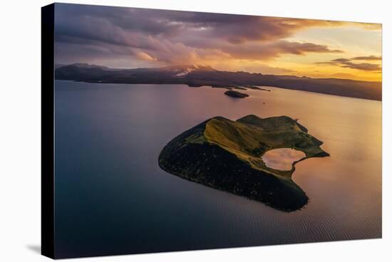Aerial of a Small Island Named Sandey in Thingvallavatn or Lake Thingvellir, Iceland-Arctic-Images-Premier Image Canvas