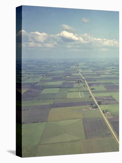 Aerial of Checkered Farmland in the Midwest-null-Premier Image Canvas