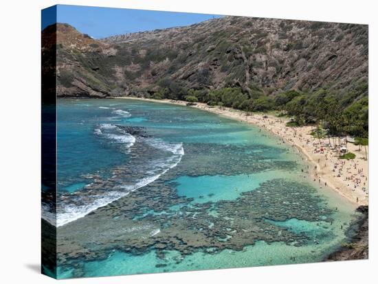 Aerial of Hanauma Bay Reef Snorkelers Near Oahu, Hawaii-Bill Bachmann-Premier Image Canvas