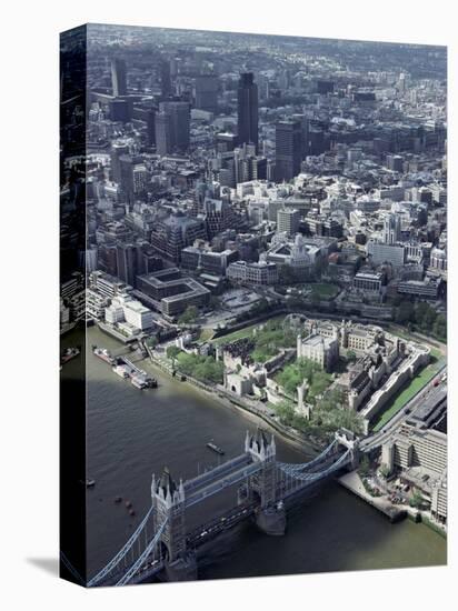 Aerial of Tower Bridge, Tower of London and the City of London, London, England-Adam Woolfitt-Premier Image Canvas