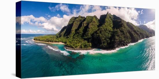Aerial photograph of Ke'e Beach, Na Pali Coast, Kauai, Hawaii, USA-Mark A Johnson-Premier Image Canvas