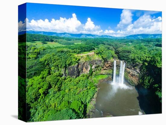 Aerial photograph of Wailua Falls, Kauai, Hawaii, USA-Mark A Johnson-Premier Image Canvas