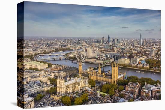 Aerial View from Helicopter, Houses of Parliament, River Thames, London, England-Jon Arnold-Premier Image Canvas