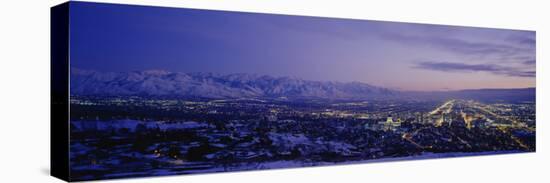 Aerial View of a City at Dusk, Salt Lake City, Utah, USA-null-Premier Image Canvas