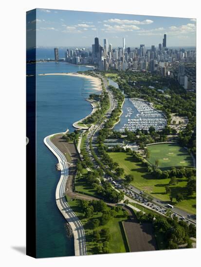 Aerial View of a City, Lake Shore Drive, Lake Michigan, Chicago, Cook County, Illinois, USA-null-Premier Image Canvas