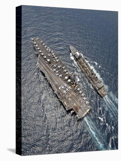 Aerial View of Aircraft Carrier USS Ronald Reagan And USNS Bridge During a Replenishment at Sea-Stocktrek Images-Premier Image Canvas