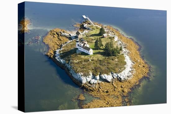 Aerial View of an Island and Lighthouse near Acadia National Park, Maine-Joseph Sohm-Premier Image Canvas