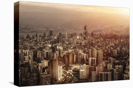 Aerial View of Beautiful Cityscape on Sunset, Arabic Architecture, down Town, Middle East, Lebanon,-Anna Omelchenko-Premier Image Canvas