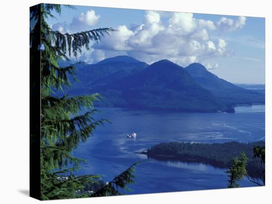 Aerial View of Boat and Annette Island near Ketchikan, Inside Passage, Alaska, USA-Howie Garber-Premier Image Canvas