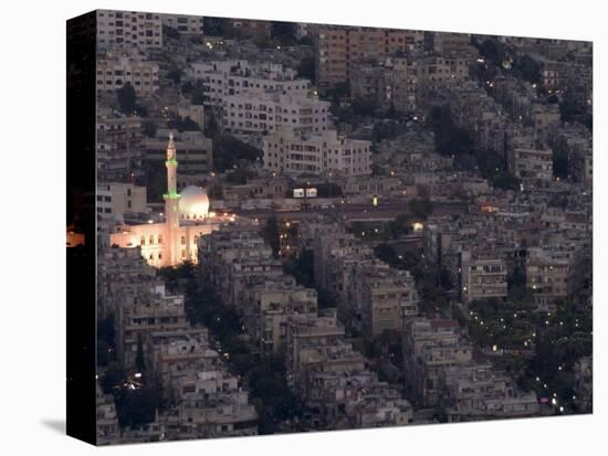 Aerial View of City at Night Including a Floodlit Mosque, Damascus, Syria, Middle East-Christian Kober-Premier Image Canvas