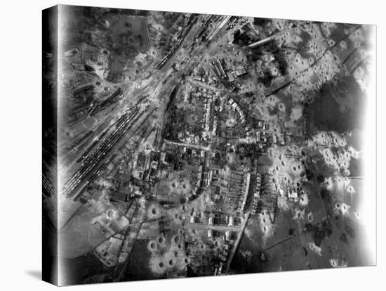 Aerial View of Crater-Riddle Railroad Junction at Bad Oldosloe after Allied Air Attack Nr. Lubeck-Margaret Bourke-White-Premier Image Canvas