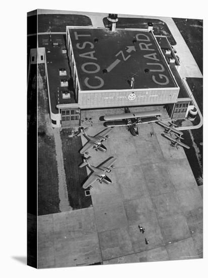 Aerial View of Hangar and Airplanes at a US Coast Guard Air Station-David Scherman-Premier Image Canvas