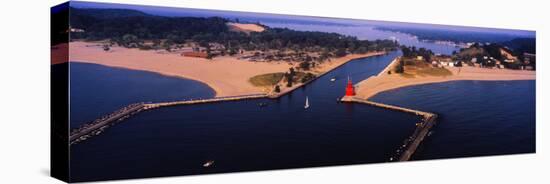 Aerial view of Holland Harbor Lighthouse, Holland, Michigan, USA-null-Premier Image Canvas