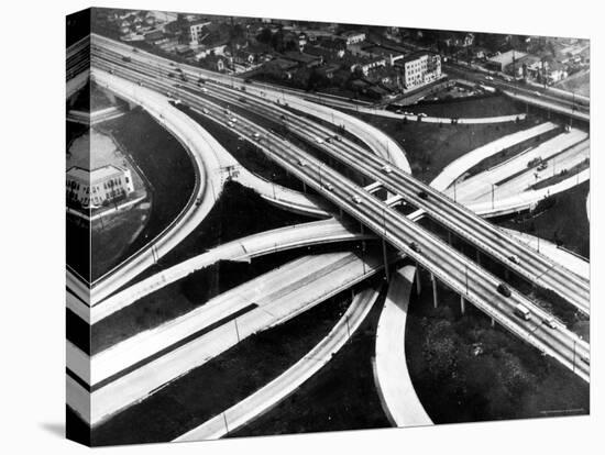 Aerial View of Hub of the Freeway System Including the Hollywood Freeway and the Harbor Freeway-J^ R^ Eyerman-Premier Image Canvas