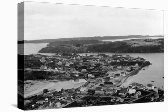 Aerial view of Kodiak, Alaska Photograph - Kodiak, AK-Lantern Press-Stretched Canvas