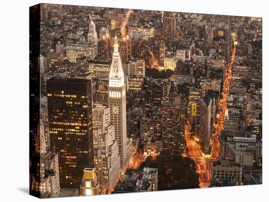 Aerial view of Manhattan with Flatiron Building, NYC-Michel Setboun-Stretched Canvas