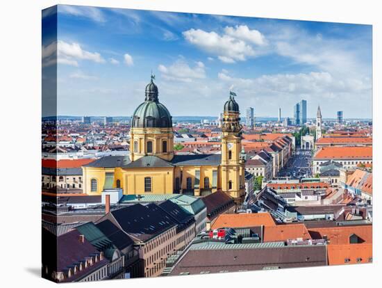 Aerial View of Munich over Theatine Church of St. Cajetan (Theatinerkirche St. Kajetan) and Odeonpl-f9photos-Premier Image Canvas