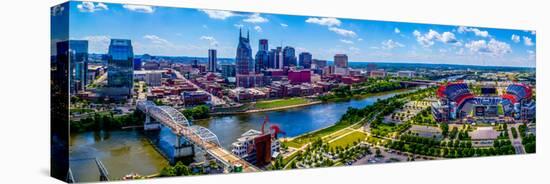 Aerial view of Nashville City and Cumberland River, Davidson County, Tennessee, USA-null-Stretched Canvas