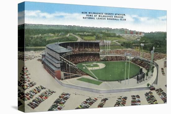 Aerial View of New Milwaukee County Stadium - Milwaukee, WI-Lantern Press-Stretched Canvas