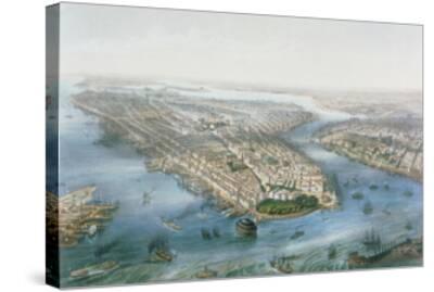 Aerial View Of New York And Brooklyn Engraved By T H Muller Pub By L Turgis Paris 1855 Giclee Print Simpson After Art Com