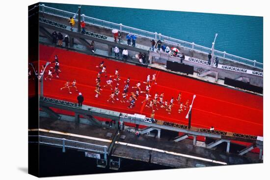 Aerial view of people running in Chicago Marathon, Chicago, Cook County, Illinois, USA-null-Premier Image Canvas