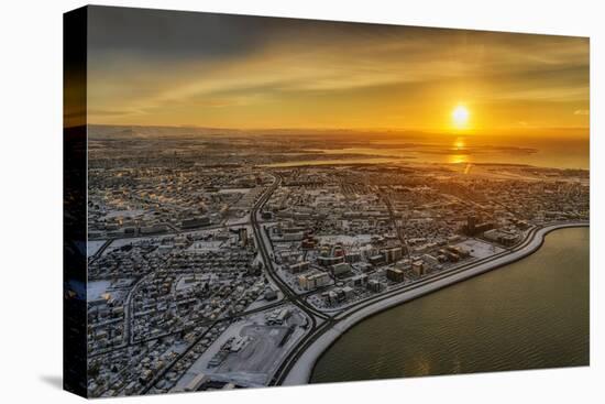 Aerial View of Reykjavik in the Winter at Sunset, Iceland-Ragnar Th Sigurdsson-Premier Image Canvas