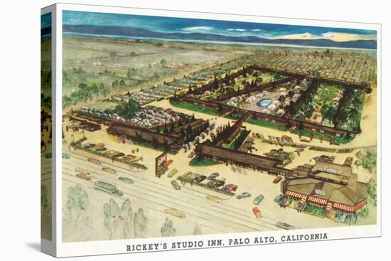 Aerial View of Rickey's Studio Inn - Palo Alto, CA-Lantern Press-Stretched Canvas