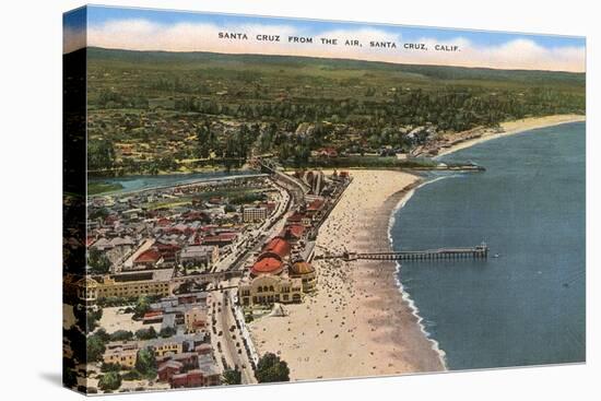 Aerial View of Santa Cruz Beach and Pier, California-null-Stretched Canvas