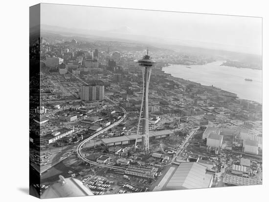 Aerial View of Seattle and Space Needle, 1962-null-Premier Image Canvas