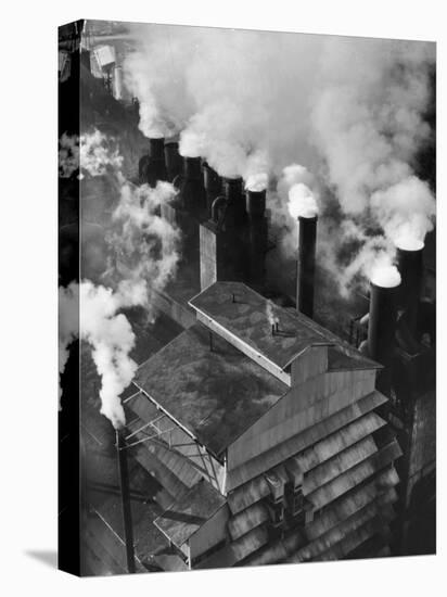Aerial View of Smoke Coming Fr. Chimneys on the Roof of the Champion Paper Co-Margaret Bourke-White-Premier Image Canvas