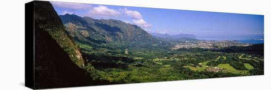 Aerial View of the Coast, Na Pali Coast, Kaneohe Bay, Oahu, Hawaii, USA-null-Premier Image Canvas